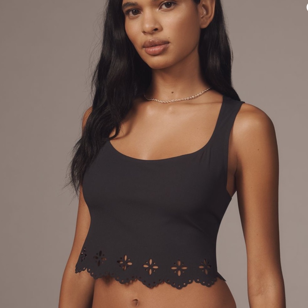 Anthropologie Black Laser-Cut Crop Bralette